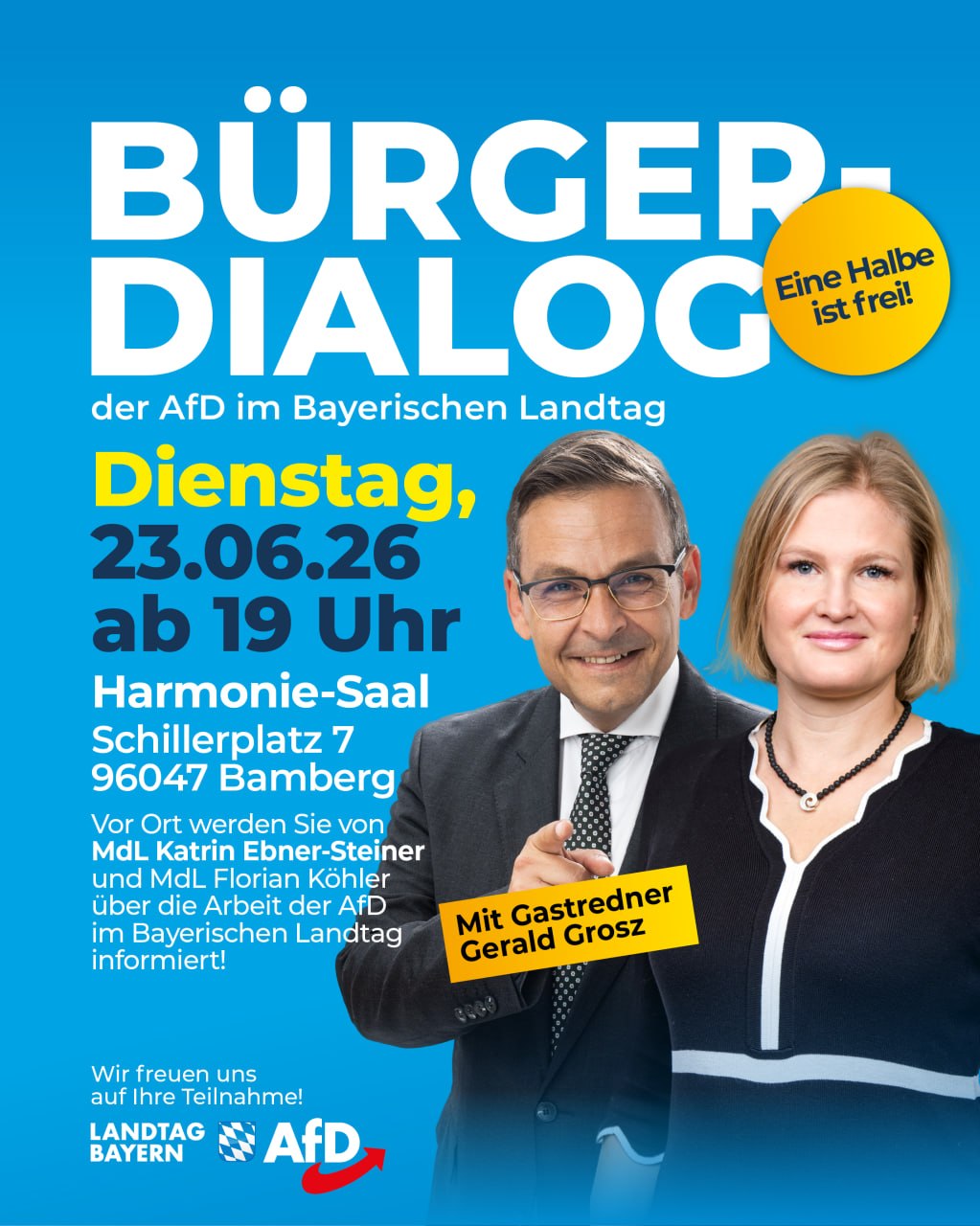Bürgerdialog der AfD-Fraktion im Bayerischen Landtag in Bamberg am Dienstag, den 23.06.26